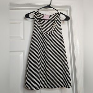 Romeo & Juliet Couture Black and White Striped Tank Top